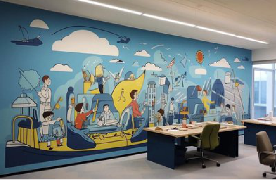  林州办公室墙绘的特点。